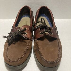 Sperry Men Leeward 2 Eye Boat Shoe Brown Loafer Slip On Sz 7.5 GUC